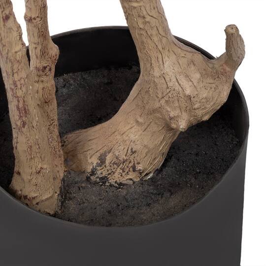 Kate and Laurel 7ft. Oliveira Faux Olive Tree with Round Bronze Planter